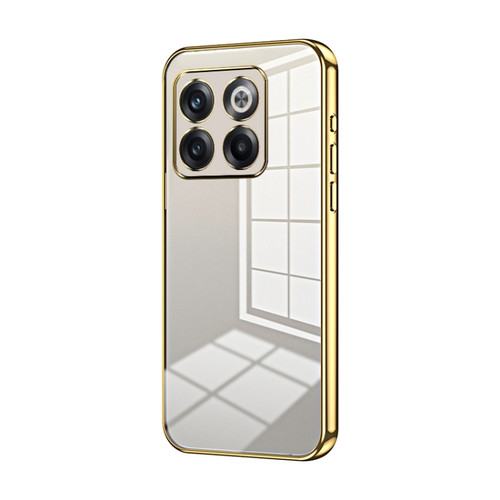 OnePlus 10T / Ace Pro Transparent Plating Fine Hole Phone Case - Gold