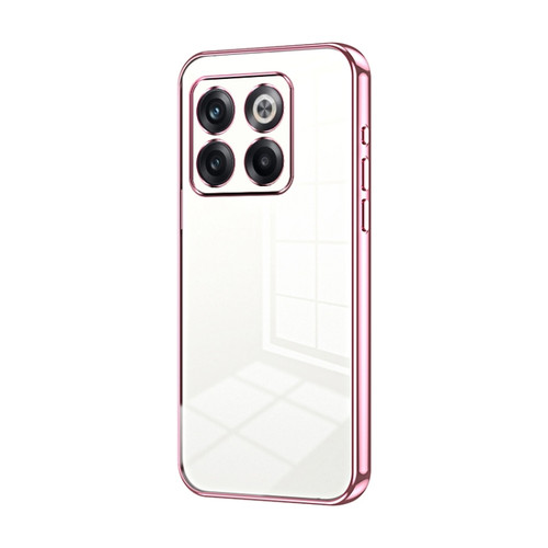 OnePlus 10T / Ace Pro Transparent Plating Fine Hole Phone Case - Pink
