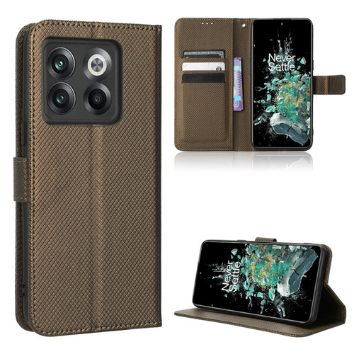 OnePlus 10T 5G / Ace Pro 5G Diamond Texture Leather Phone Case - Brown