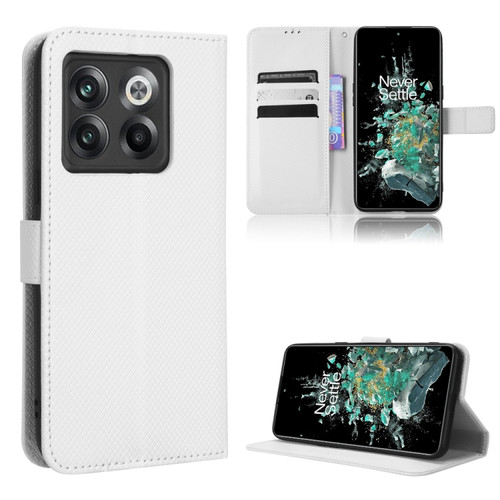 OnePlus 10T 5G / Ace Pro 5G Diamond Texture Leather Phone Case - White
