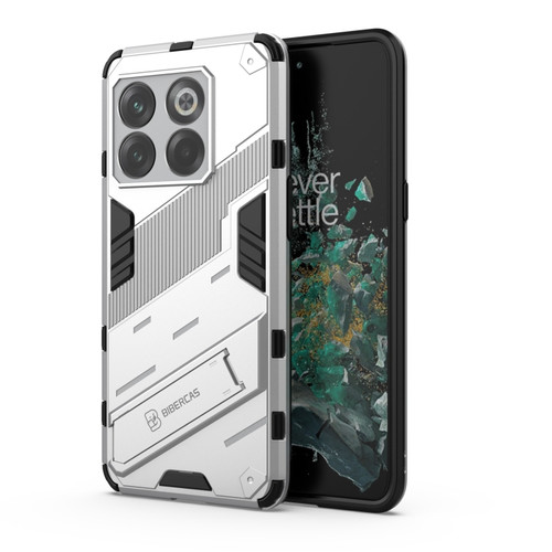OnePlus 10T 5G Punk Armor PC + TPU Phone Case with Holder - White