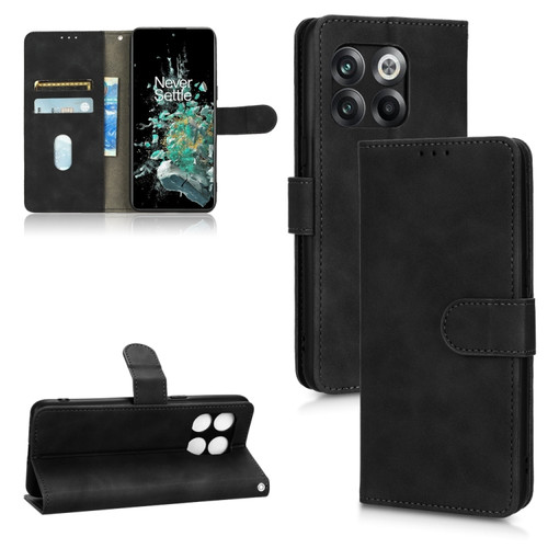 OnePlus 10T 5G Skin Feel Magnetic Flip Leather Phone Case - Black