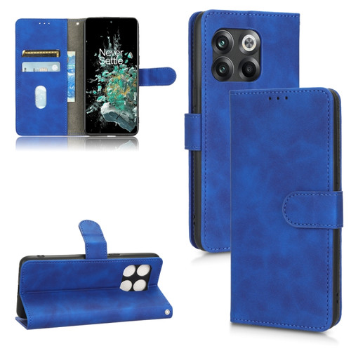 OnePlus 10T 5G Skin Feel Magnetic Flip Leather Phone Case - Blue