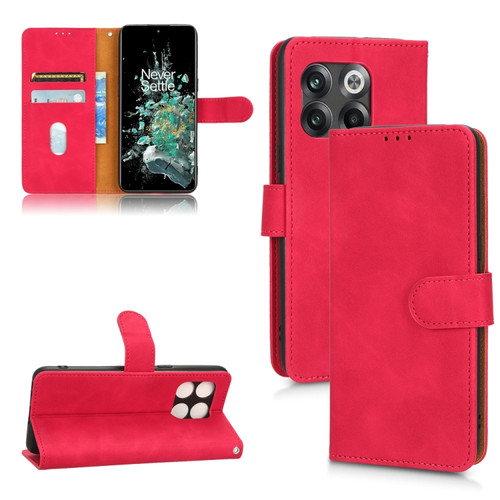 OnePlus 10T 5G Skin Feel Magnetic Flip Leather Phone Case - Rose Red