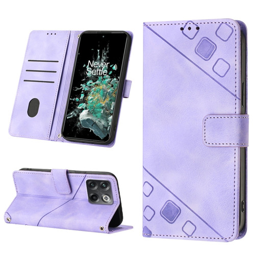 OnePlus 10T 5G Skin-feel Embossed Leather Phone Case - Light Purple
