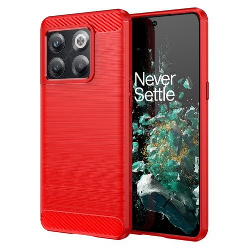 OnePlus 10T Brushed Texture Carbon Fiber TPU Phone Case  - Red