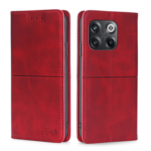 OnePlus 10T Cow Texture Magnetic Leather Phone Case - Red