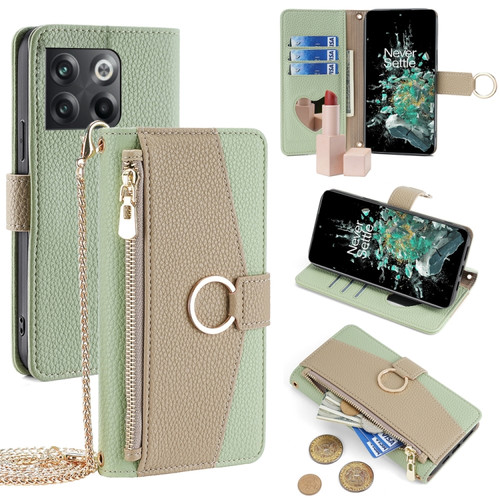 OnePlus 10T Crossbody Litchi Texture Leather Phone Case - Green