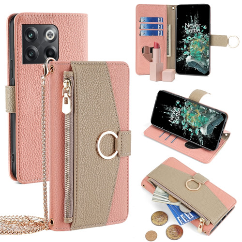 OnePlus 10T Crossbody Litchi Texture Leather Phone Case - Pink
