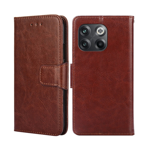 OnePlus 10T Crystal Texture Horizontal Flip Leather Phone Case - Brown