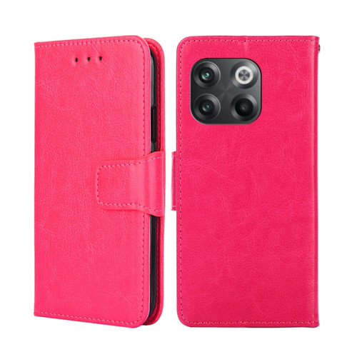 OnePlus 10T Crystal Texture Horizontal Flip Leather Phone Case - Rose Red