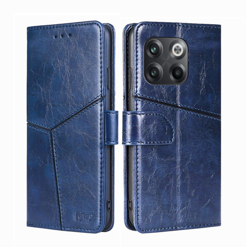 OnePlus 10T Geometric Stitching Leather Phone Case - Blue