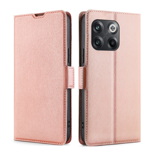 OnePlus 10T Ultra-thin Voltage Side Buckle Leather Phone Case - Rose Gold