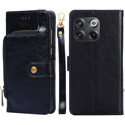 OnePlus 10T Zipper Bag Leather Phone Case - Black