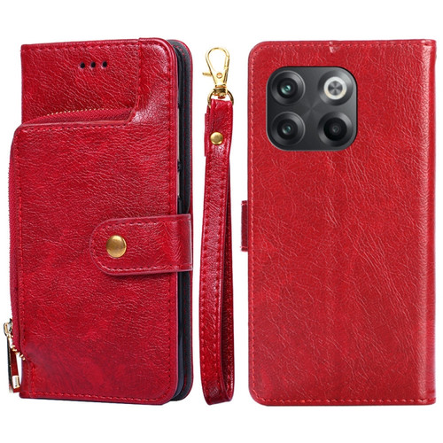 OnePlus 10T Zipper Bag Leather Phone Case - Red