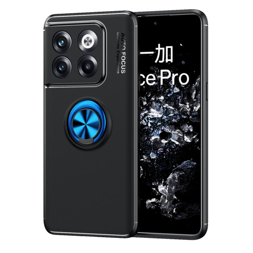 OnePlus 10T/Ace Pro Metal Ring Holder TPU Phone Case - Black+Blue