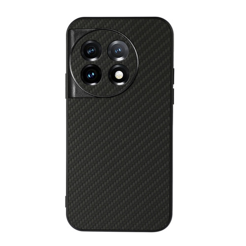 OnePlus 11 5G Accurate Hole Carbon Fiber Texture PU Phone Case - Black