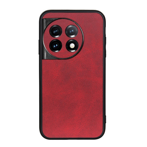 OnePlus 11 5G Accurate Hole Two-color Calf Texture PU Phone Case - Red