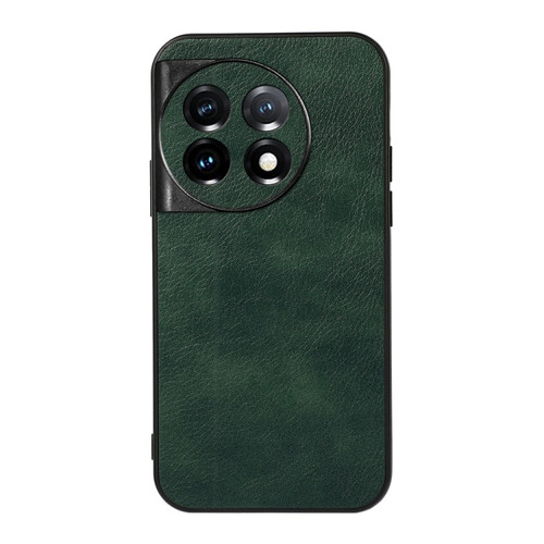 OnePlus 11 5G Accurate Hole Two-color Litchi Texture PU Phone Case - Green