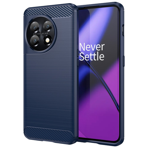 OnePlus 11 5G Brushed Texture Carbon Fiber TPU Phone Case - Blue