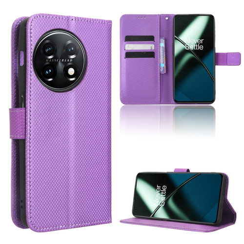 OnePlus 11 5G Diamond Texture Leather Phone Case - Purple