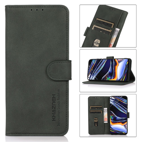 OnePlus 11 5G KHAZNEH Matte Texture Leather Phone Case - Green