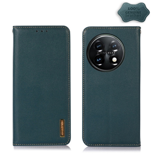 OnePlus 11 5G KHAZNEH Nappa Top Layer Cowhide Leather Phone Case - Green