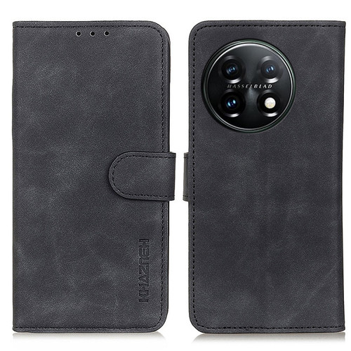 OnePlus 11 5G KHAZNEH Retro Texture Flip Leather Phone Case - Black