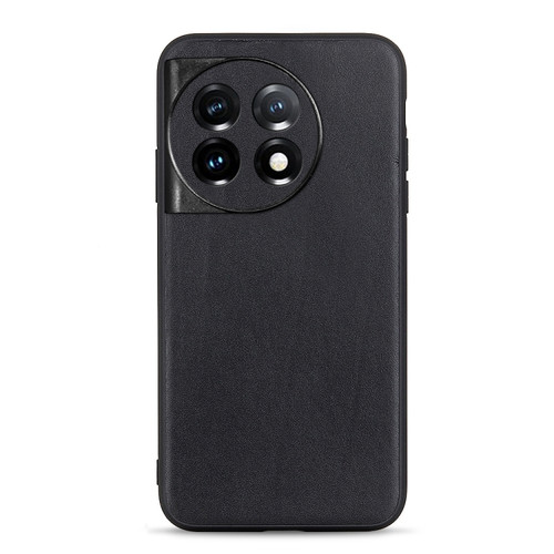 OnePlus 11 5G Lambskin Texture Genuine Leather Phone Case - Black