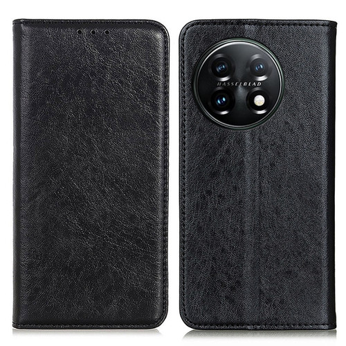 OnePlus 11 5G Magnetic Crazy Horse Texture Leather Phone Case - Black