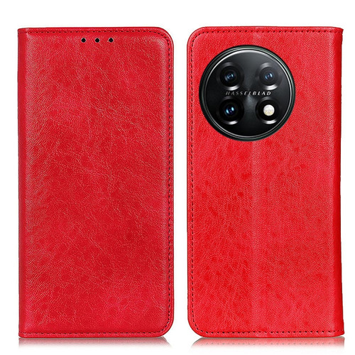 OnePlus 11 5G Magnetic Crazy Horse Texture Leather Phone Case - Red
