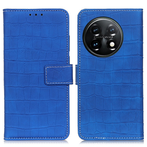 OnePlus 11 5G Magnetic Crocodile Texture Leather Phone Case - Blue