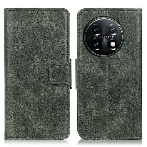 OnePlus 11 5G Mirren Crazy Horse Texture Leather Phone Case - Dark Green