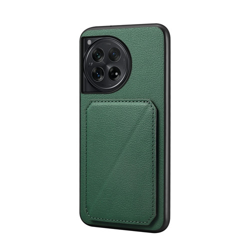 OnePlus 12 D04 Calf Texture Dual Card Slot Holder Phone Case - Green
