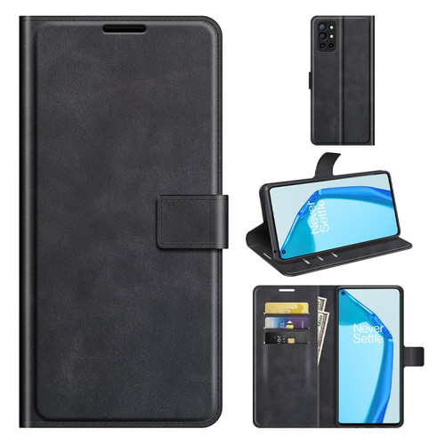 OnePlus 9R Retro Calf Pattern Buckle Horizontal Flip Leather Case with Holder & Card Slots & Wallet - Black