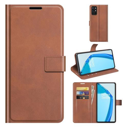 OnePlus 9R Retro Calf Pattern Buckle Horizontal Flip Leather Case with Holder & Card Slots & Wallet - Light Brown