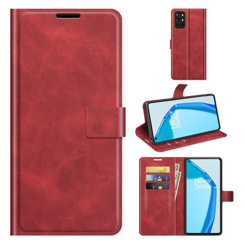 OnePlus 9R Retro Calf Pattern Buckle Horizontal Flip Leather Case with Holder & Card Slots & Wallet - Red