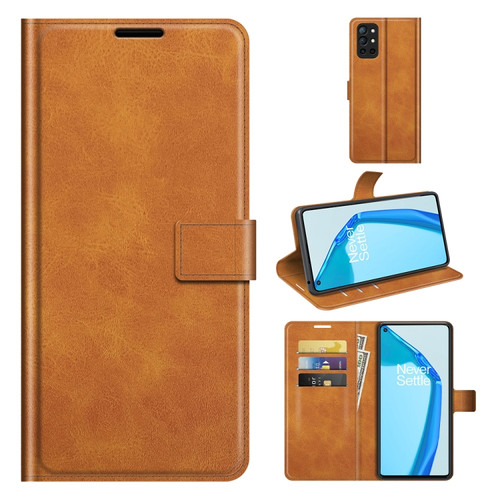 OnePlus 9R Retro Calf Pattern Buckle Horizontal Flip Leather Case with Holder & Card Slots & Wallet - Yellow