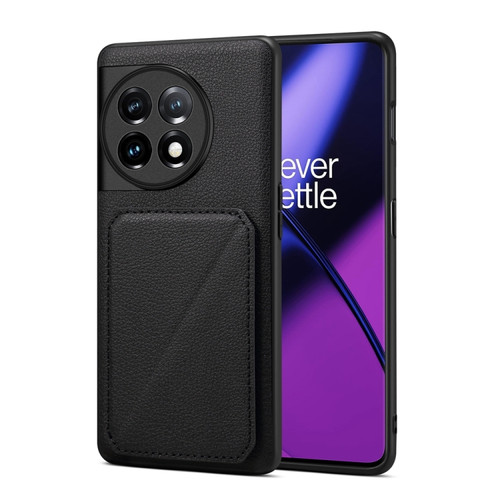 OnePlus Ace 2 D04 Calf Texture Dual Card Slot Holder Phone Case - Black