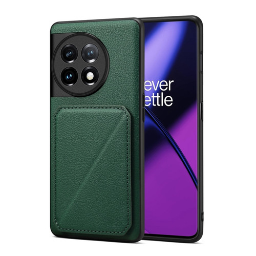 OnePlus Ace 2 D04 Calf Texture Dual Card Slot Holder Phone Case - Green
