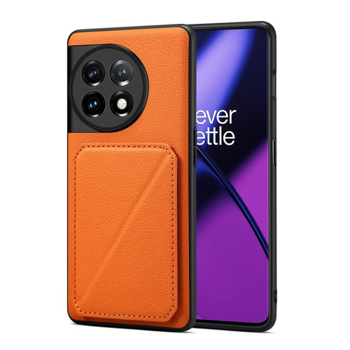 OnePlus Ace 2 D04 Calf Texture Dual Card Slot Holder Phone Case - Orange