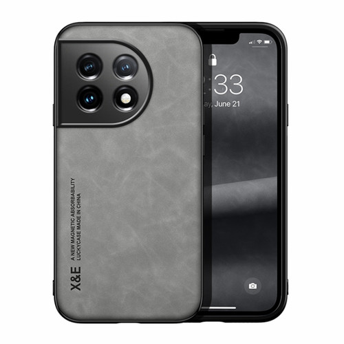 OnePlus Ace 2 Lamba Skin Feel Magnetic Leather Phone Case - Light Grey