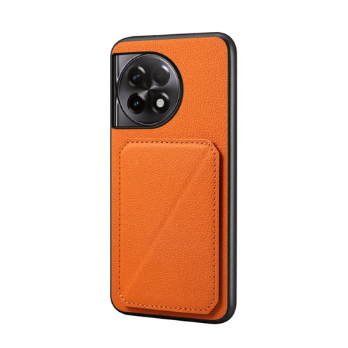 OnePlus Ace 2 Pro D04 Calf Texture Dual Card Slot Holder Phone Case - Orange
