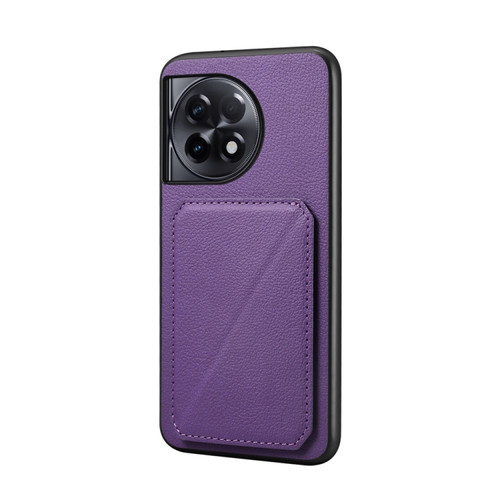 OnePlus Ace 2 Pro D04 Calf Texture Dual Card Slot Holder Phone Case - Purple