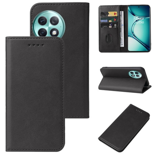 OnePlus Ace 2 Pro Magnetic Closure Leather Phone Case - Black