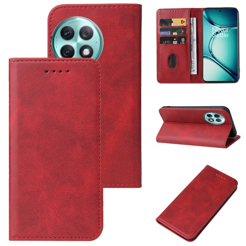 OnePlus Ace 2 Pro Magnetic Closure Leather Phone Case - Red