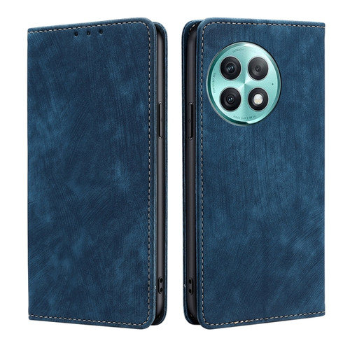OnePlus Ace 2 Pro RFID Anti-theft Brush Magnetic Leather Phone Case - Blue