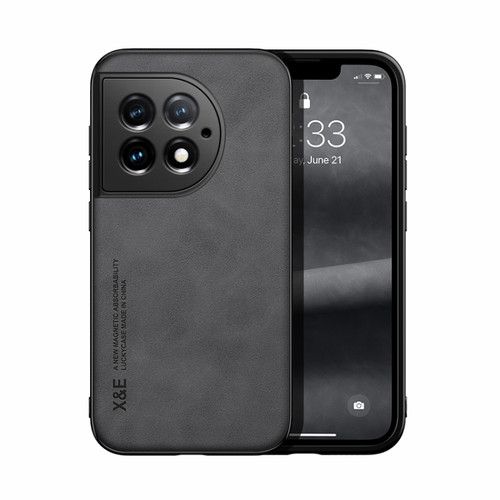 OnePlus Ace 2 Pro Skin Feel Magnetic Leather Back Phone Case - Dark Grey