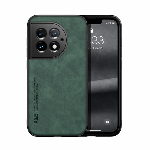 OnePlus Ace 2 Pro Skin Feel Magnetic Leather Back Phone Case - Green