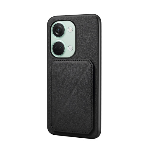OnePlus Ace 2V D04 Calf Texture Dual Card Slot Holder Phone Case - Black